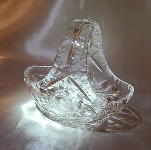 Beyer Vintage Rose Flower Lead Crystal Basket